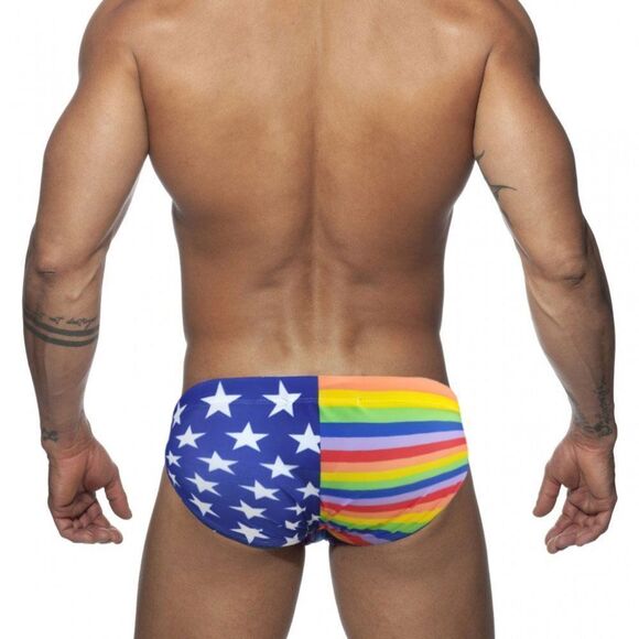 Men's classic speedo pride rainbow flag swim briefs swimsuit plus size L - Picture 3 of 8